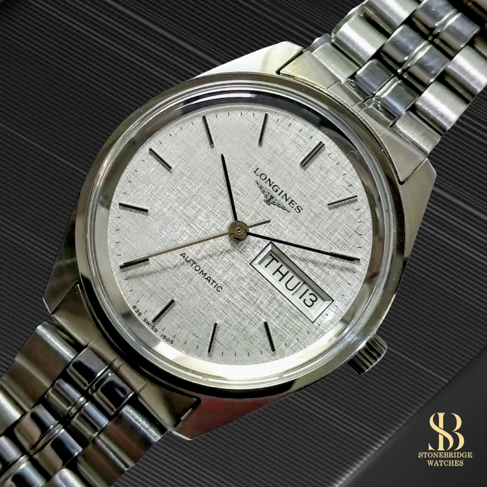 Vintage Longines Automatic Day-Date Linen Dial