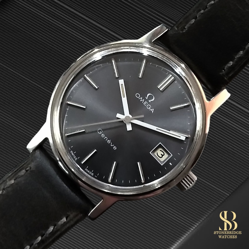 Vintage Omega Geneve Vintage Grey Sunburst Dial 136.0104