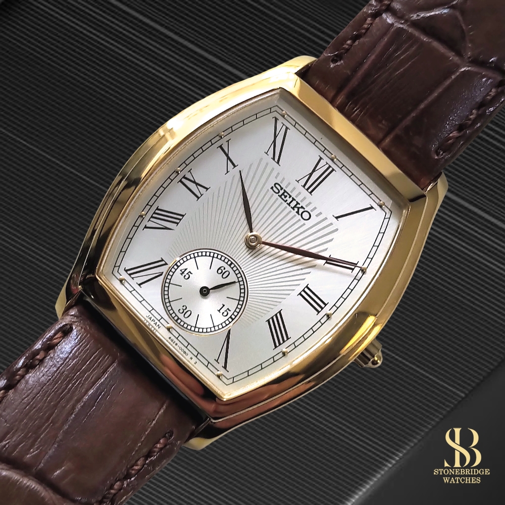 Seiko 6G28-0040 Gold Tone Tonneau Watch � Small Seconds