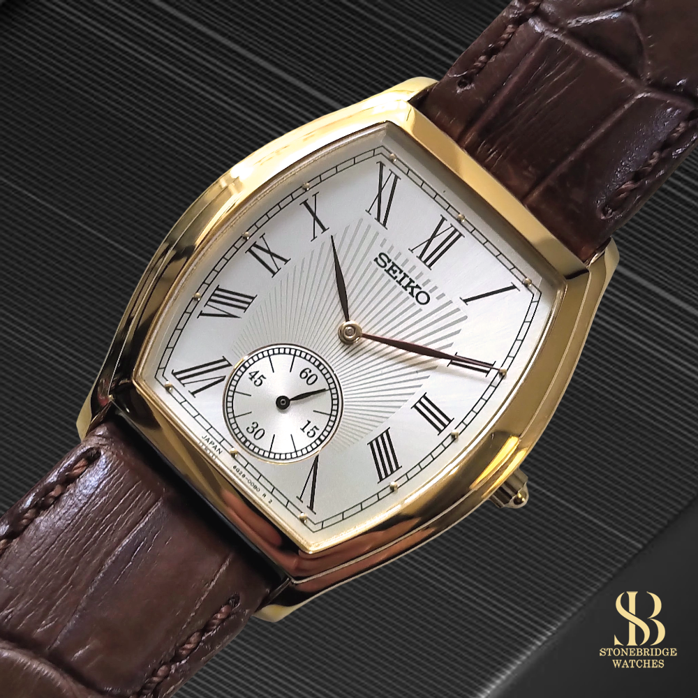 Seiko 6G28-0040 Gold Tone Tonneau Watch � Small Seconds